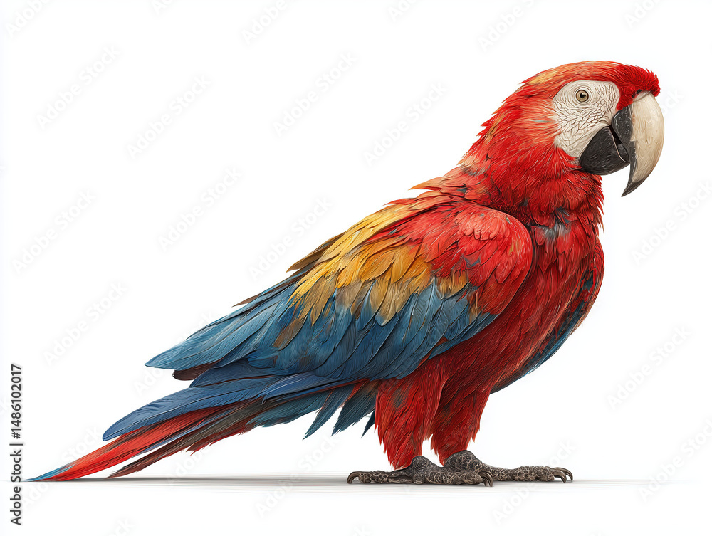 Fototapeta premium Stunning Red and Blue Macaw Portrait