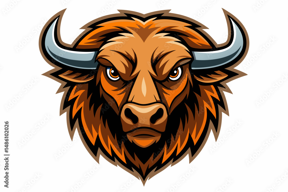 bison head logo vector on white background bison head logo vector on white background