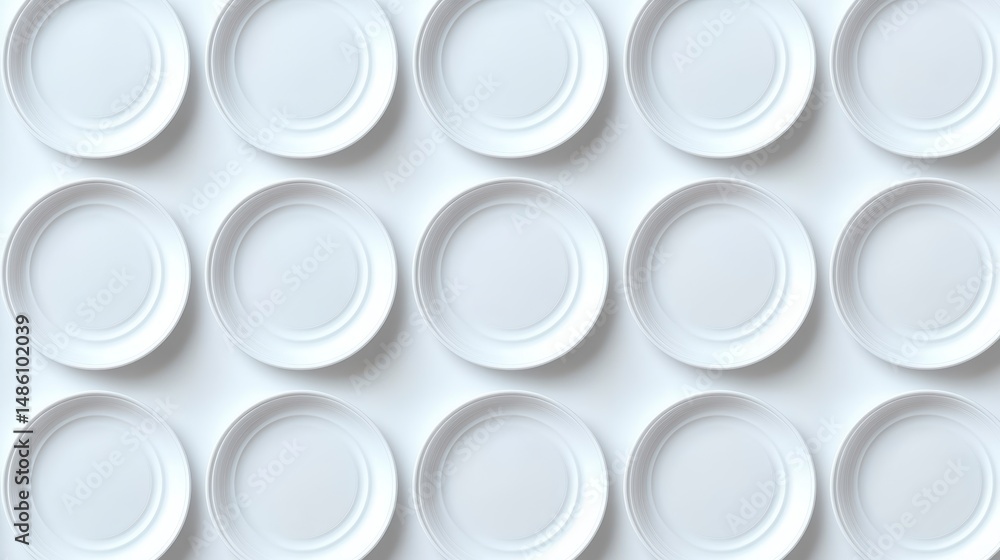 Seamless pattern of minimalist white circles on white background.