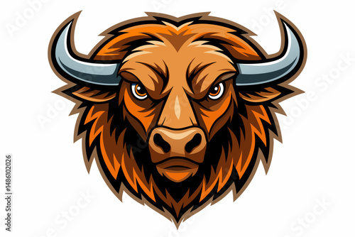 bison head logo vector on white background
