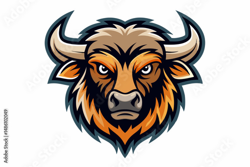 bison head logo vector on white background