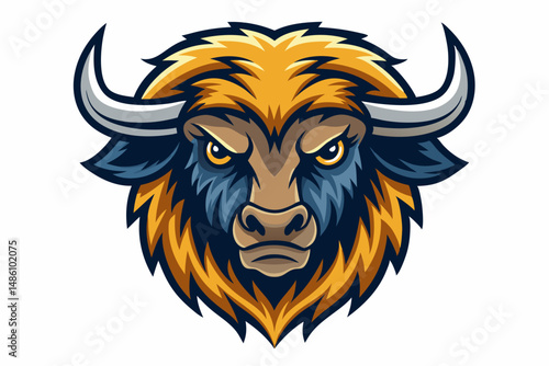 bison head logo vector on white background