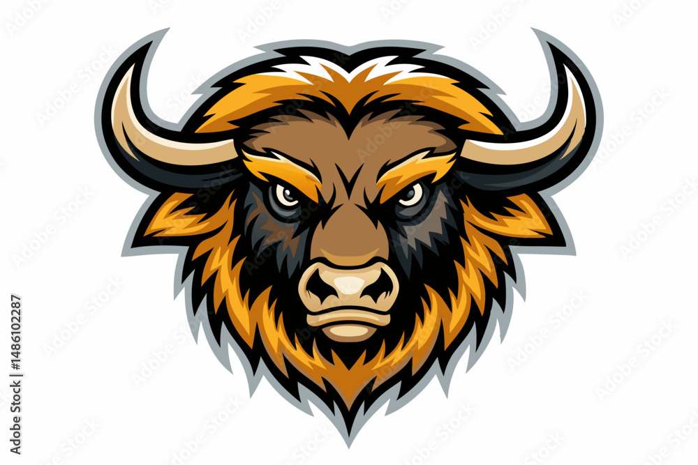 Fototapeta premium bison head logo vector on white background