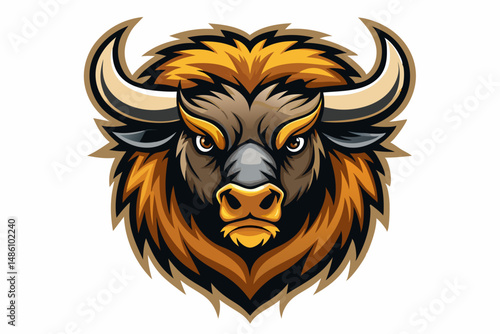 bison head logo vector on white background