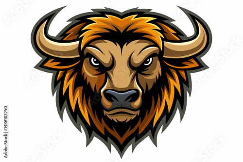bison head logo vector on white background