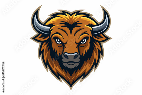 bison head logo vector on white background
