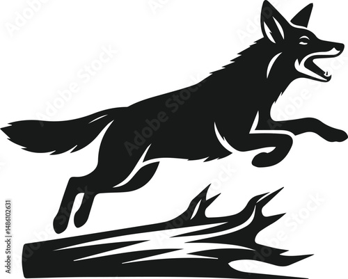Wild animal silhouette jackal vector