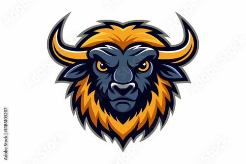buffalo head logo vector on white background