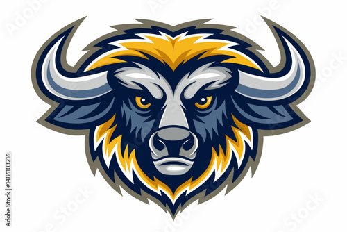 buffalo head logo vector on white background