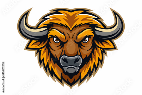 buffalo head logo vector on white background