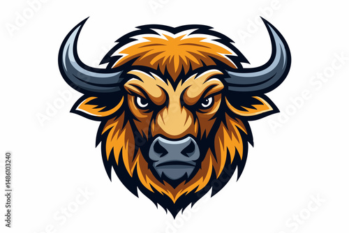 buffalo head logo vector on white background
