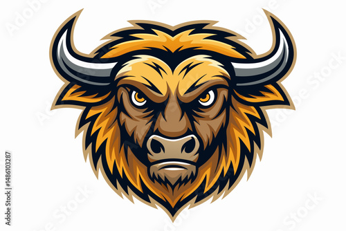 buffalo head logo vector on white background