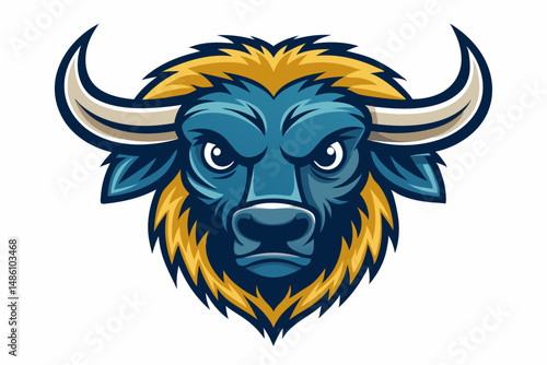 buffalo head logo vector on white background