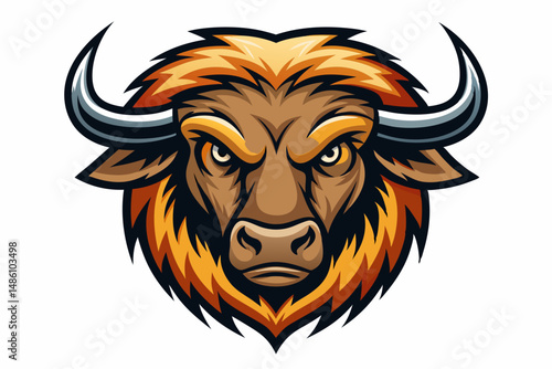 buffalo head logo vector on white background