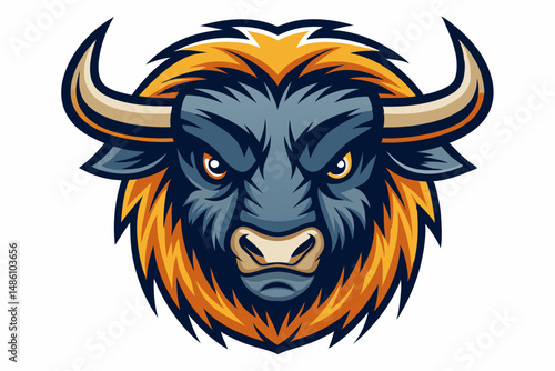 buffalo head logo vector on white background