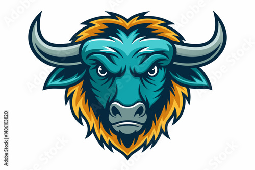 buffalo head logo vector on white background