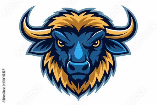 buffalo head logo vector on white background