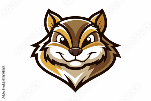 chipmunk head logo silhouette line art vector on white background