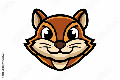 chipmunk head logo silhouette line art vector on white background