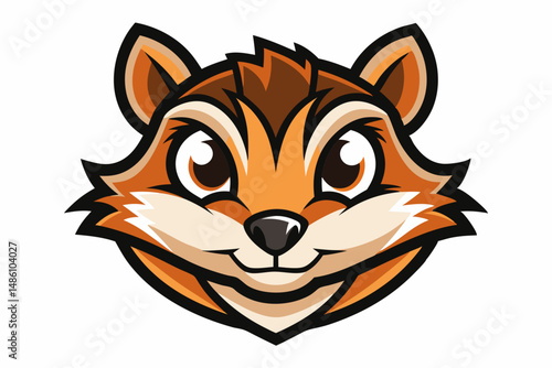 chipmunk head logo silhouette line art vector on white background