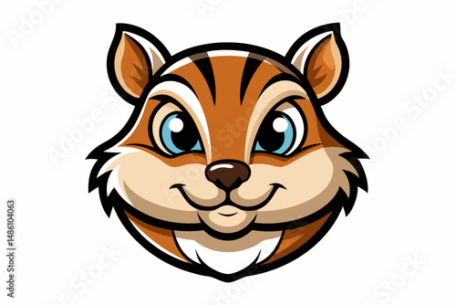 chipmunk head logo silhouette line art vector on white background