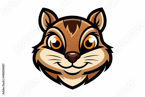 chipmunk head logo silhouette line art vector on white background