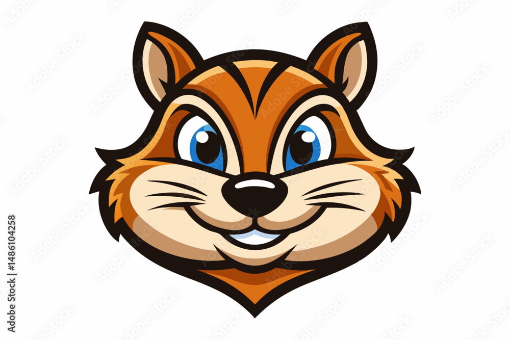 Fototapeta premium chipmunk head logo silhouette line art vector on white background