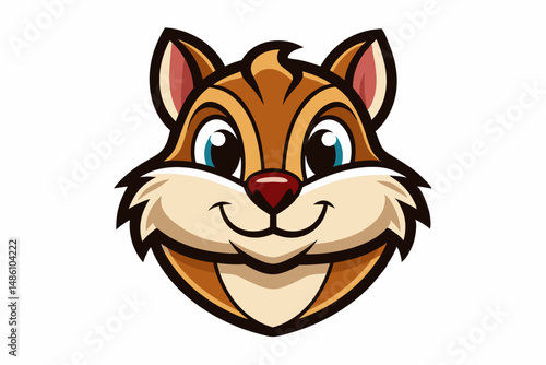 chipmunk head logo silhouette line art vector on white background