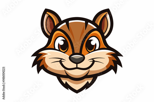 chipmunk head logo silhouette line art vector on white background