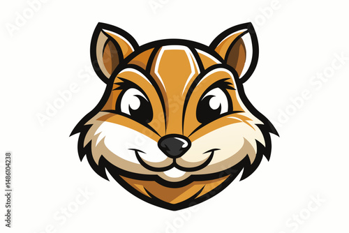 chipmunk head logo silhouette line art vector on white background