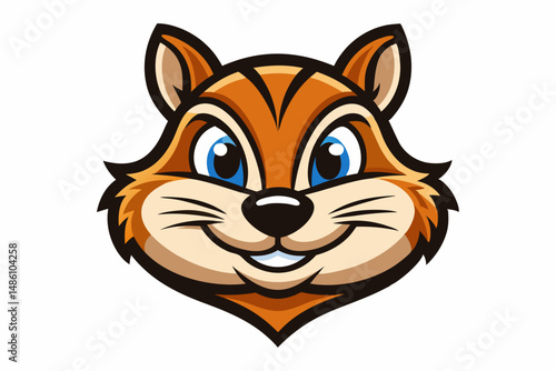 chipmunk head logo silhouette line art vector on white background