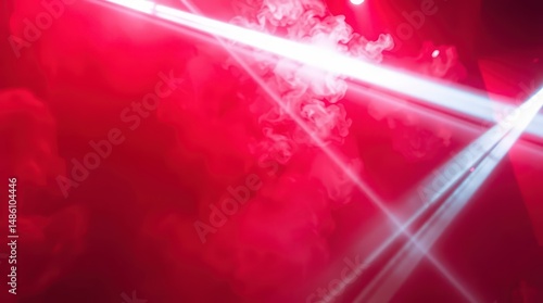 Red Beams Of Light And Smoke