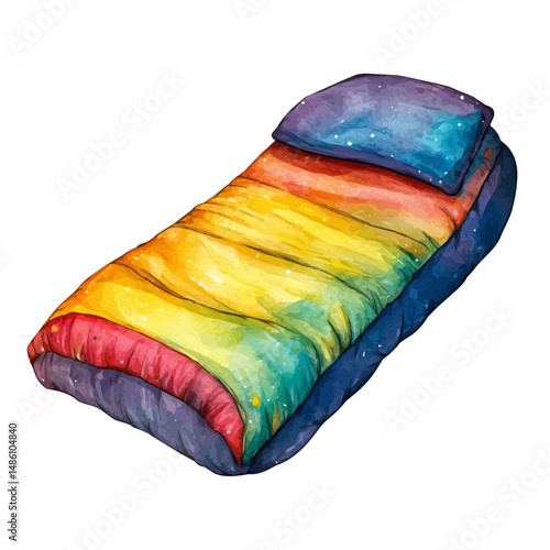 watercolor vector of Zero-gravity Sleeping Bag, high quality, isolated on a white background.