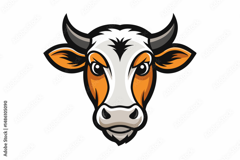 cow head logo silhouette line art vector on white background cow head logo silhouette line art vector on white background