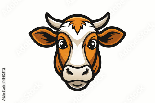 cow head logo silhouette line art vector on white background
