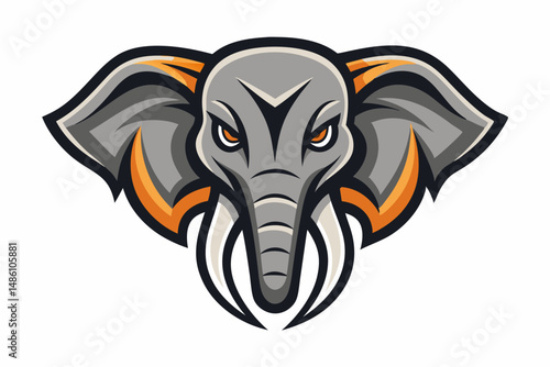 elephant head logo vector on white background