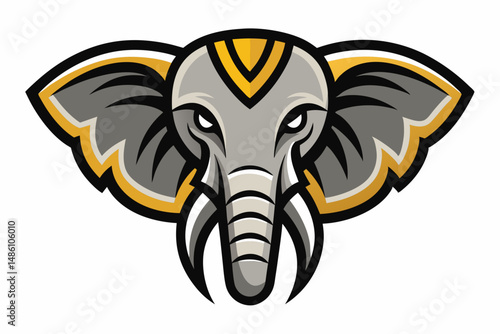 elephant head logo vector on white background