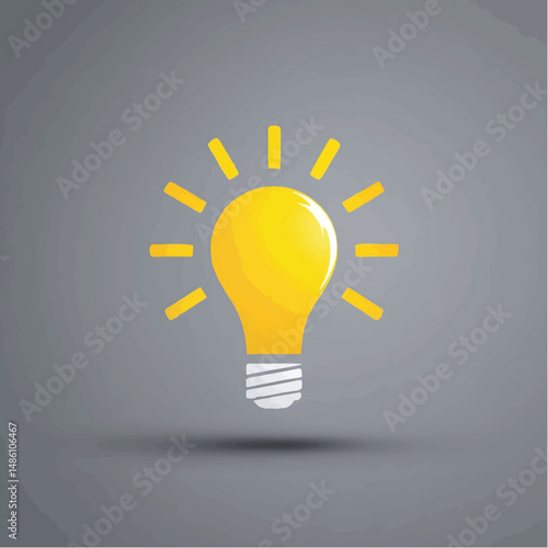 Idea bulb illuminates a gray backdrop