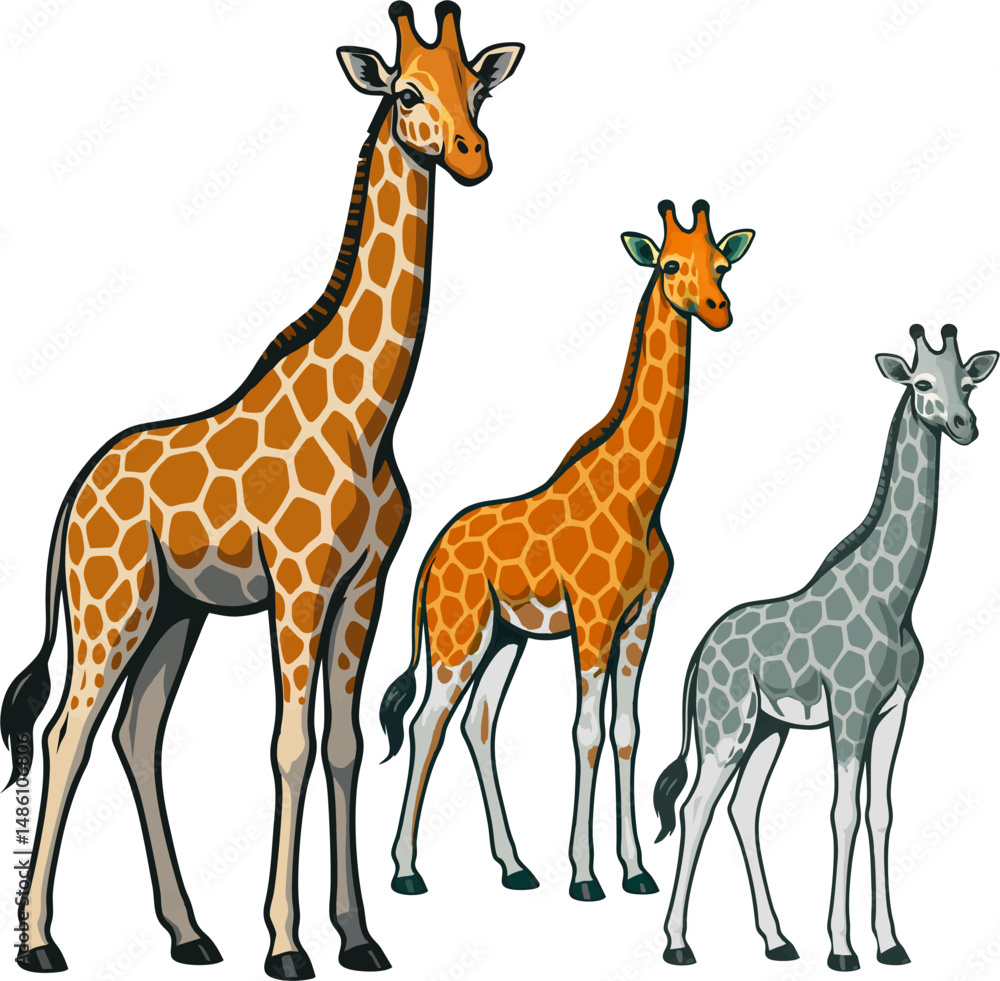 Obraz premium Giraffe vector three colors.eps