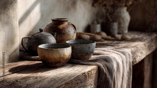 Wallpaper Mural Rustic Tea Table Closeup Torontodigital.ca