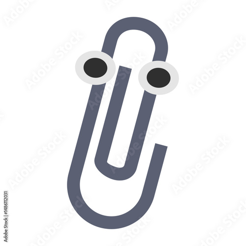 Paperclip with Googly Eyes Illustration Isolated on White Background