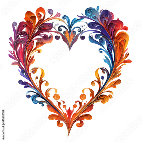 Vibrant Heart Design, Rainbow Heart Layers, Colorful Heart Swirls, Vibrant Heart Design