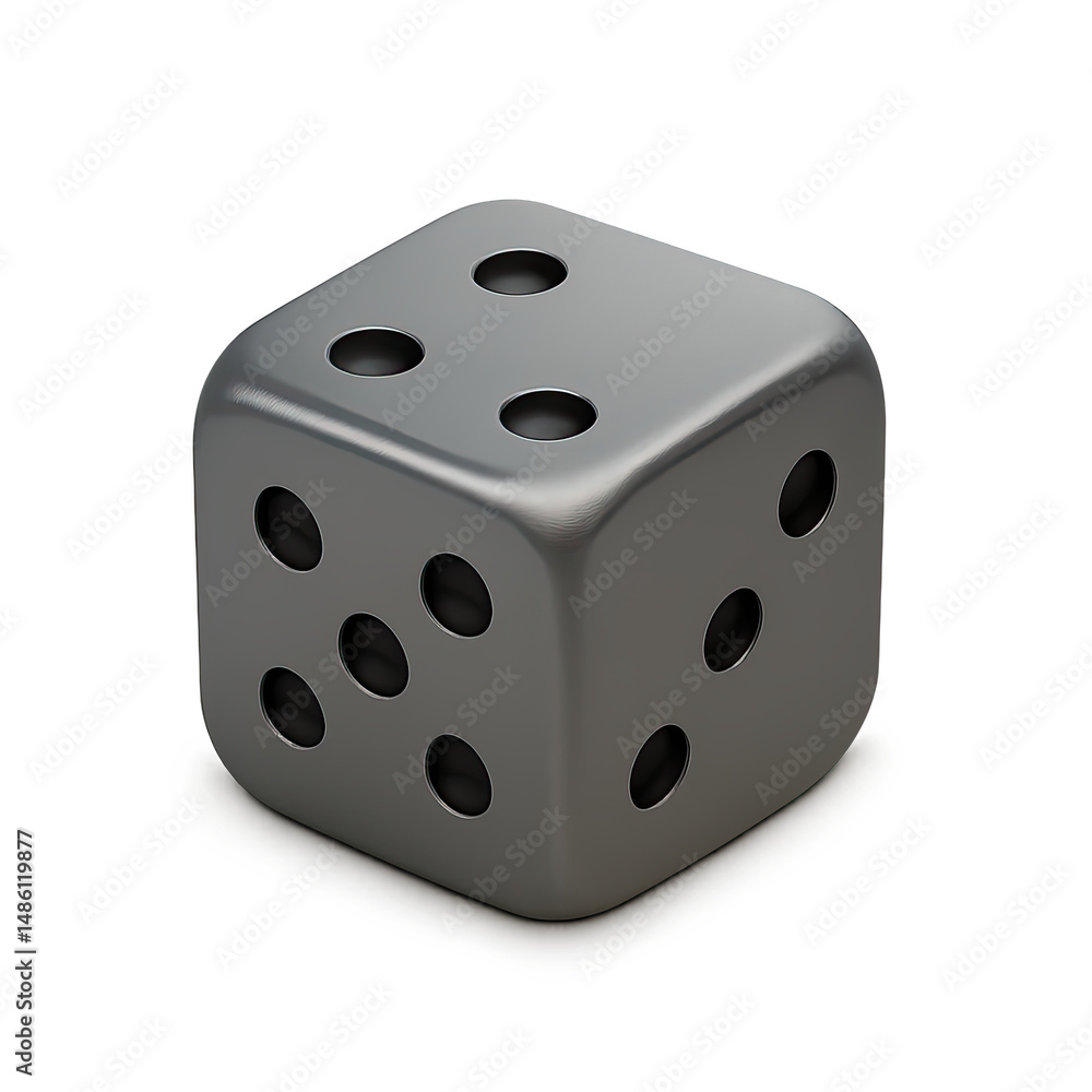Silver Metal Dice on Gray Background Silver Metal Dice on Gray Background