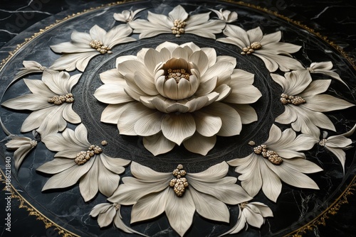 Intricate Floral Mandala Design Showcasing Vibrant Colors and Delicate Patterns in Harmonious Arrangement