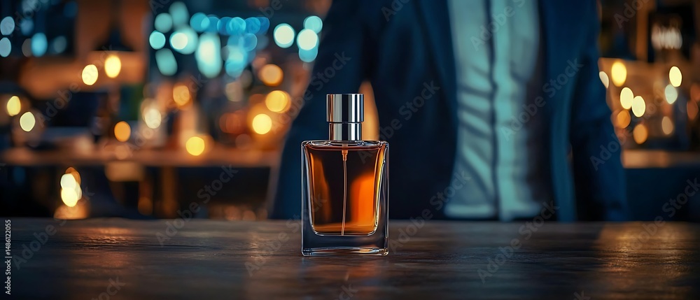 Amber perfume on a bar top Amber perfume on a bar top
