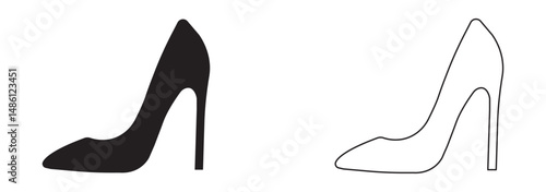 female high heels shoes vector icon. high heel shoe silhouette isolated on white background. Vector logo with high heel shoes capturing elegance and luxury for women's fashion brands. High Heel EPS 10