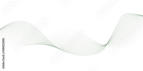 Abstract green wave element for design. Digital frequency track equalizer. Stylized line art background. Vector illustration. Wave with lines created using blend tool."