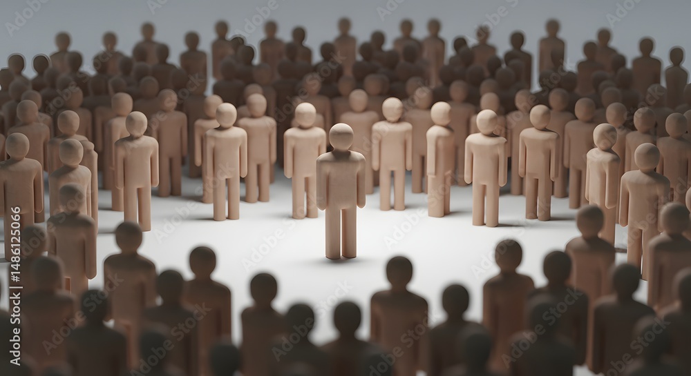 custom made wallpaper toronto digitalFigure Standing Out in Crowd, Leadership Concept