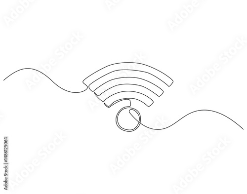 Continuous one line drawing of WIFI signal. One line drawing illustration of wifi signal for internet. World telecommunication day concept single line. Editable outline