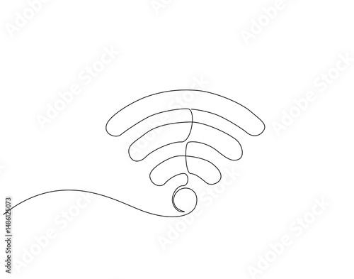 Continuous one line drawing of WIFI signal. One line drawing illustration of wifi signal for internet. World telecommunication day concept single line. Editable outline